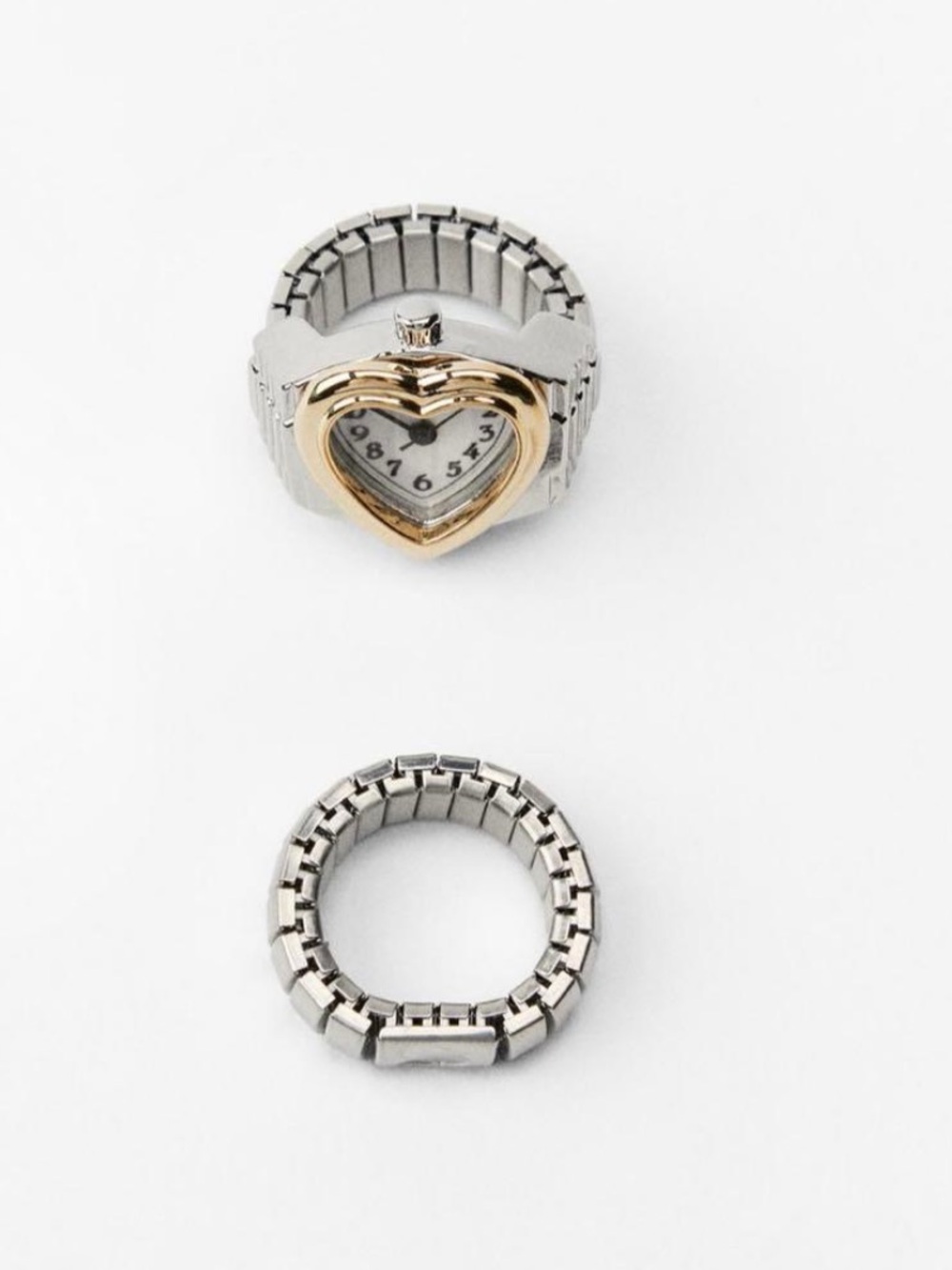 Zara Two-Tone Heart Ring Watch in Silver and Gold